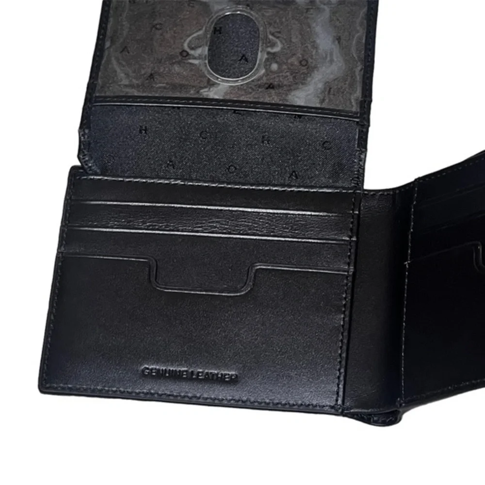 NWOT Cole Haan‎ Black Brogue Edge Bifold Leather Wallet